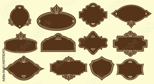 Ornamental Vintage Label Vector Set for Packaging and Branding
