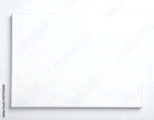 A plain white canvas painting with clean lines and a neutral background, showcasing a blank, unadorned surface ready for an artistic creation.