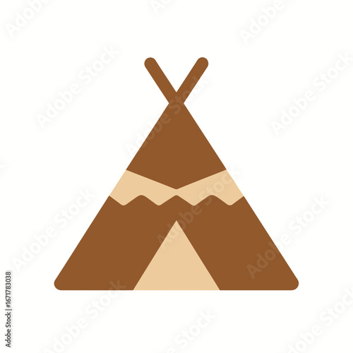 Simple Brown Teepee Tent Illustration on White Background