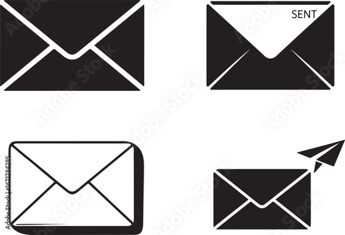 Set of mail icons communication correspondence message concept