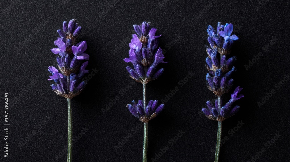 Obraz premium Lavender Trio on Black Textured Backdrop