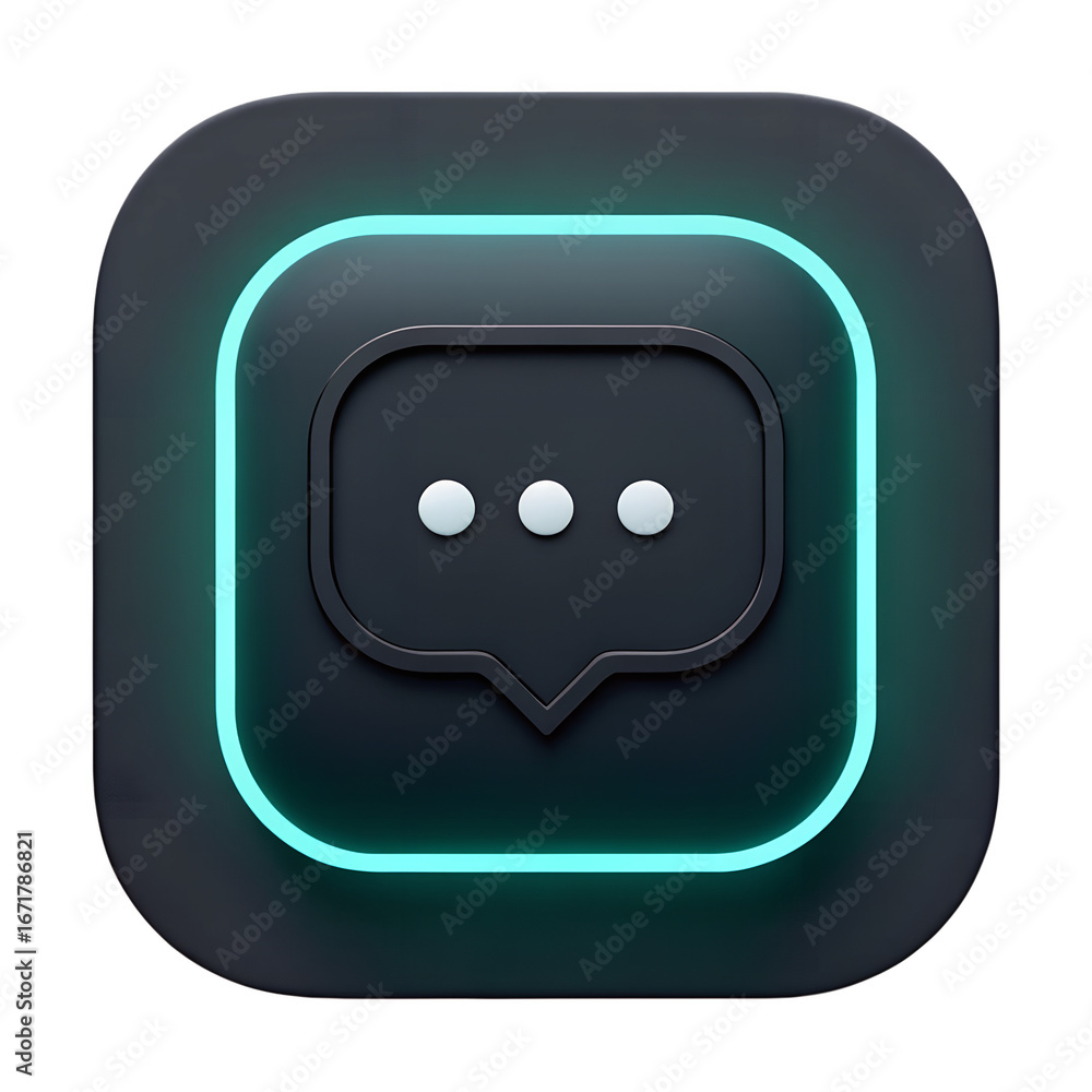 Fototapeta premium Dark UI speech bubble no background in PNG format .Perfect for UI/UX design, mobile apps, social media, presentations, and gaming projects.