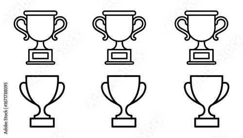 Trophy icons symbolizing achievement, success, and awards in various competitive fields, perfect for celebrating wins and milestones