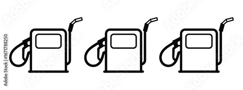 Gas station pumps in a row, minimalist black and white design, perfect for energy, automotive, or fuel related concepts, modern style