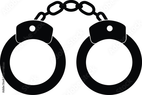 Locked circle handcuffs vector icon.