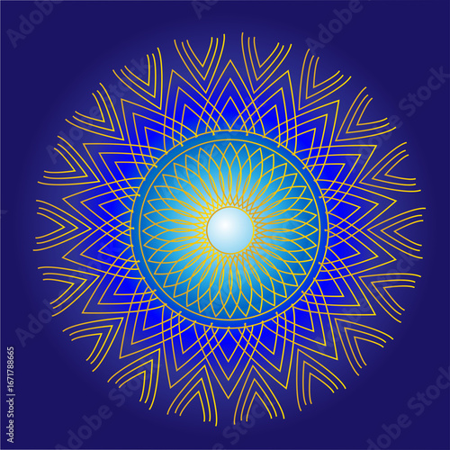Decorative Multicolor Mandala with Golden Accents