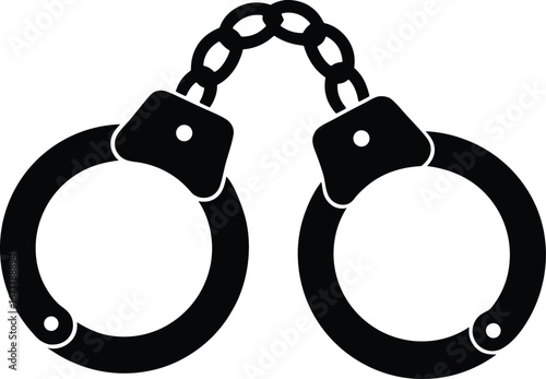 Thin stroke handcuffs vector icon.