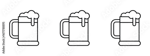 Refreshing beer mugs with frothy foam, perfect for pub menus, brewery branding, or celebrating with friends, evoking a sense of good times and camaraderie