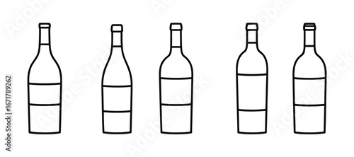 Elegant line art of wine bottles ideal for restaurant menus, bar promotions, food blogs, and design projects seeking modern minimalist aesthetics