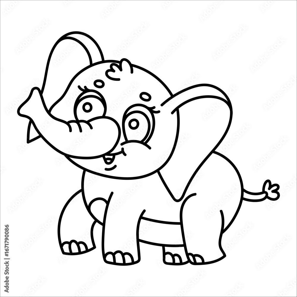 Naklejka premium Playful cartoon elephant outline for kids coloring books and educational materials.