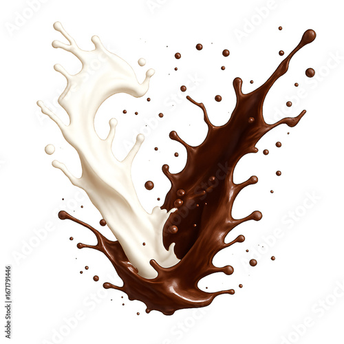 milk chocolate splash on a white transparent background