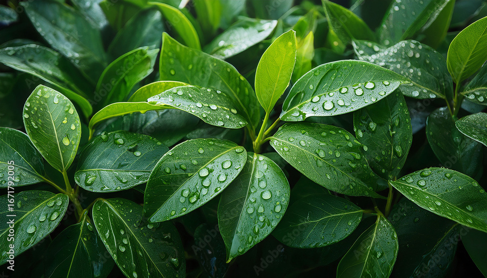 Fototapeta premium close up of lush green leaves with vibrant texture and detail