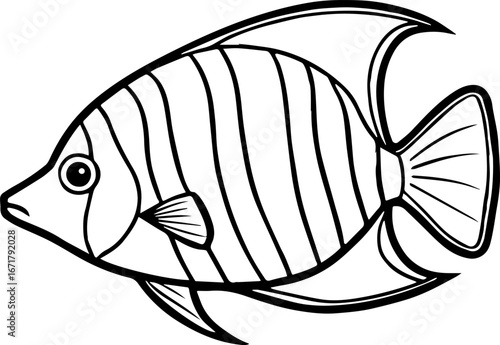 emperor angelfish outline vector illustration line art