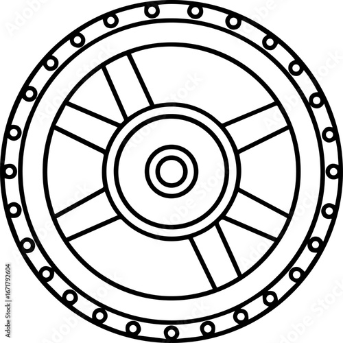 flywheel outline vector illustration line art