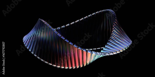 Fototapeta Naklejka Na Ścianę i Meble -  Futuristic glass structure on black background, 3d render