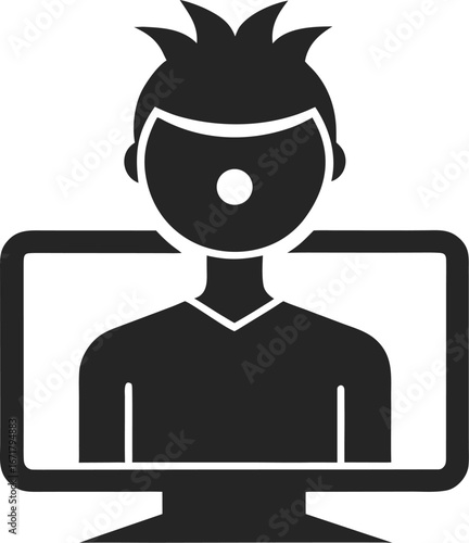 Computer vision silhouette vector icon on white background