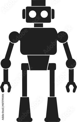 Robotics silhouette vector icon on white background