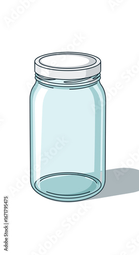 Glass jar with white lid for food storage and preservation