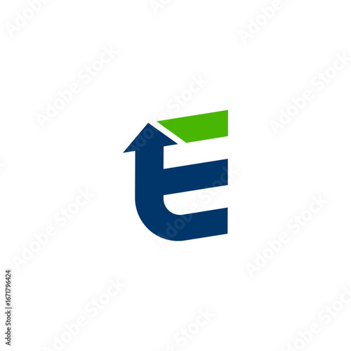 arrow Grow up letter E green, finance logo