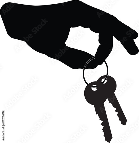Hand Holding Keys Vector Illustration, Property and Security Concept