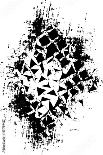 Abstract grunge black and white shattered design for urban art