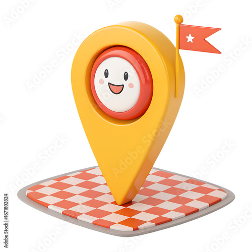 Cartoon 3D location pin no background in PNG format.. Bright and playful map marker icon in modern cartoon style. Perfect for maps, navigation apps, GPS interfaces, travel projects, web design, social
