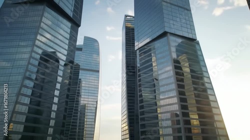 Wallpaper Mural Modern architectural buildings rising high into the sky, representing urban development, financial power, and the skyline of a thriving metropolis Torontodigital.ca