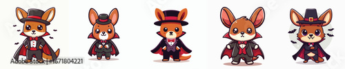 cute kangaroo vector in Dracula costume