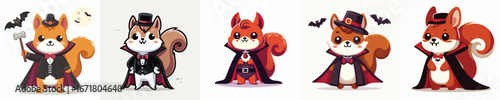 cute squirrel vector in Dracula costume