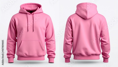 Wallpaper Mural Blank pink hoodie mockup front and back view. Plain hooded sweatshirt template isolated on a white background for clothing design Torontodigital.ca