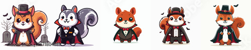 cute squirrel vector in Dracula costume