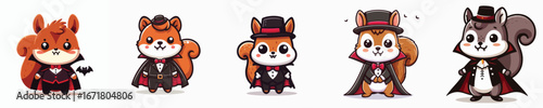 cute squirrel vector in Dracula costume