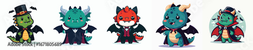 dragon vector in Dracula costume