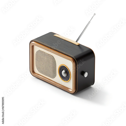 retro radio isolated on white