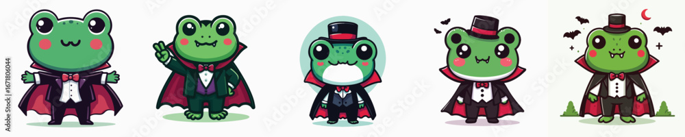Obraz premium cute frog vector in Dracula costume