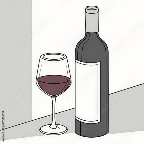  wine bottle and glass