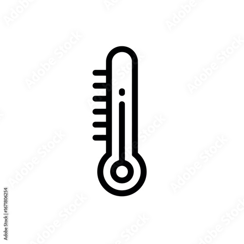 Illustration of a black and white thermometer with temperature indicators on the left side of the object