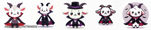 cute goat vector in Dracula costume