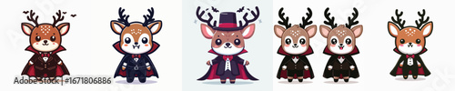 cute deer vector dressed as dracula