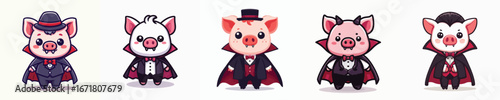 cute pig vector in Dracula costume