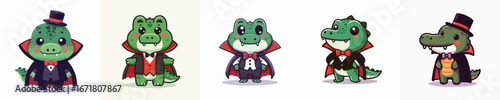 cute crocodile vector in Dracula costume