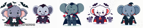cute elephant vector wearing Dracula costume