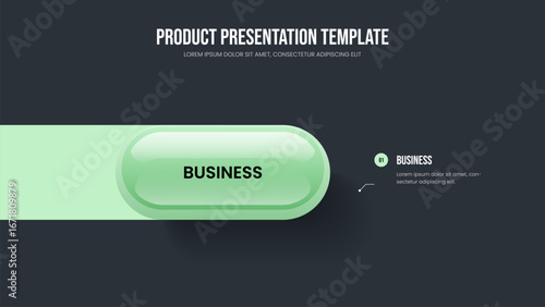 Sales Portfolio Slide Design Vector Illustration. Creative Analysis 1 Element Diagram Slideshow Template. Enterprise Innovation One Option Infographic Presentation Layout.