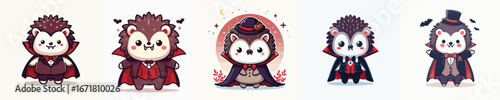 cute hedgehog vector in Dracula costume