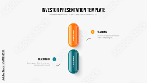 Marketing Campaign Two Element Diagram Presentation Template. Product Visualization 2 Step Infographic Frame Design. Service Introduction Slide Layout Vector Illustration.