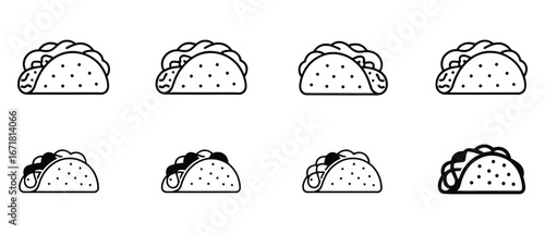 Delicious taco illustrations, ideal for food blogs, restaurant menus, and culinary branding, evoke a craving for Mexican cuisine