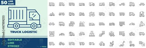 Truck Logistic Line Icon set