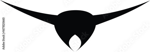 Abstract Bull Horns Icon – Symmetrical Black and White Emblem of Strength and Power