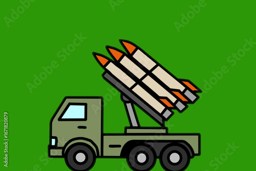 Vector rocket launcher military truck