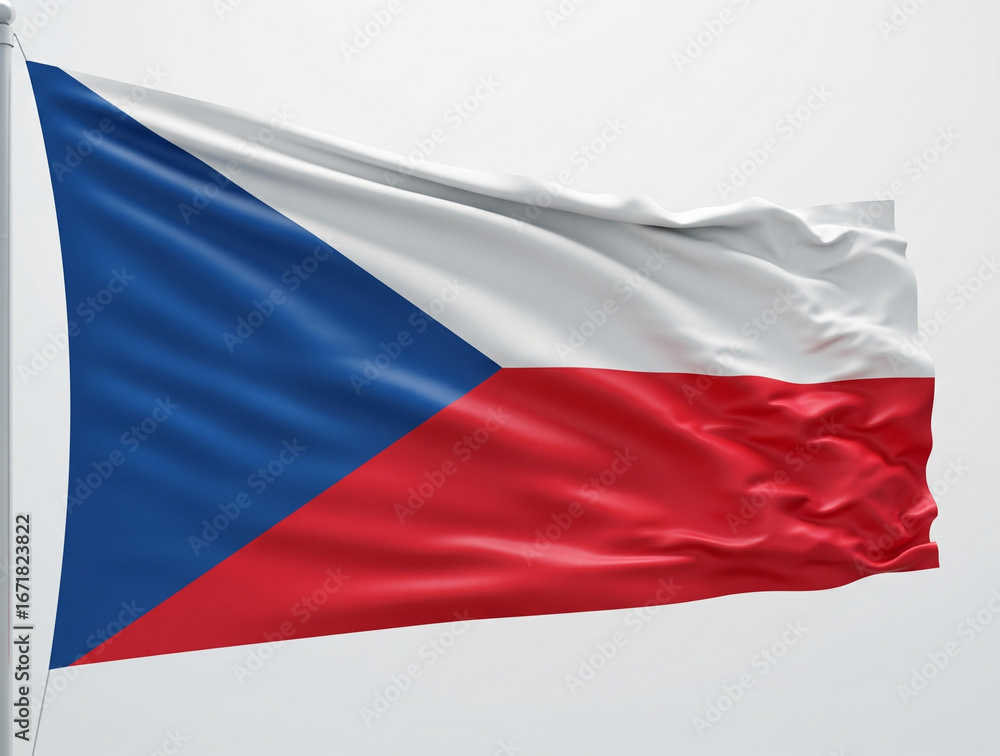 Naklejka premium Czech Republic flag waving on white background and Happy Independence day